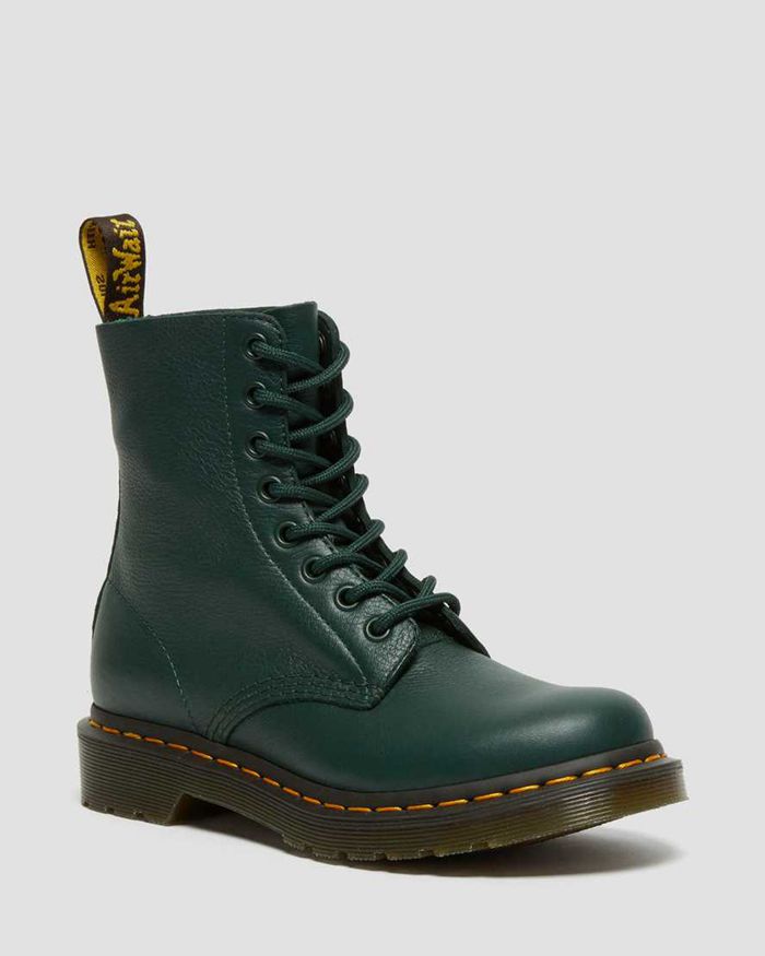 Dr Martens Womens 1460 Pascal Virginia Leather Ankle Boots Green - 97864WOQR